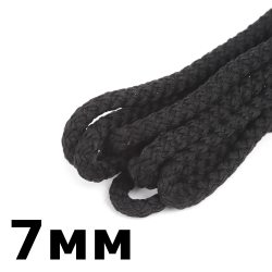 Шнур с сердечником 7мм,  Чёрный (плетено-вязанный, плотный)  в Коврове
